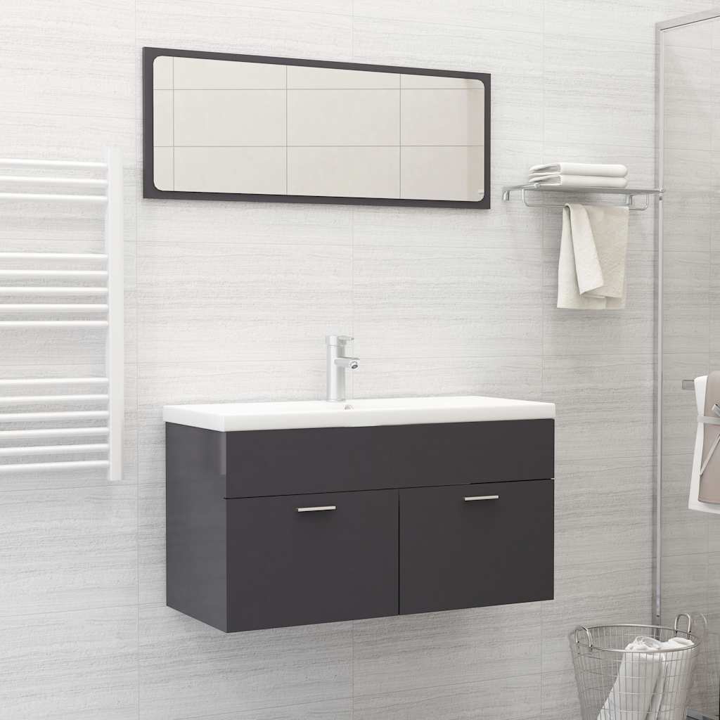 2 Piece Bathroom Furniture Set Engineered Wood