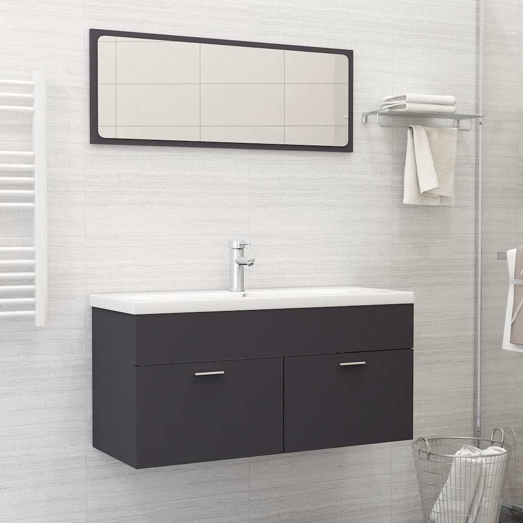 2 Piece Bathroom Furniture Set Engineered Wood