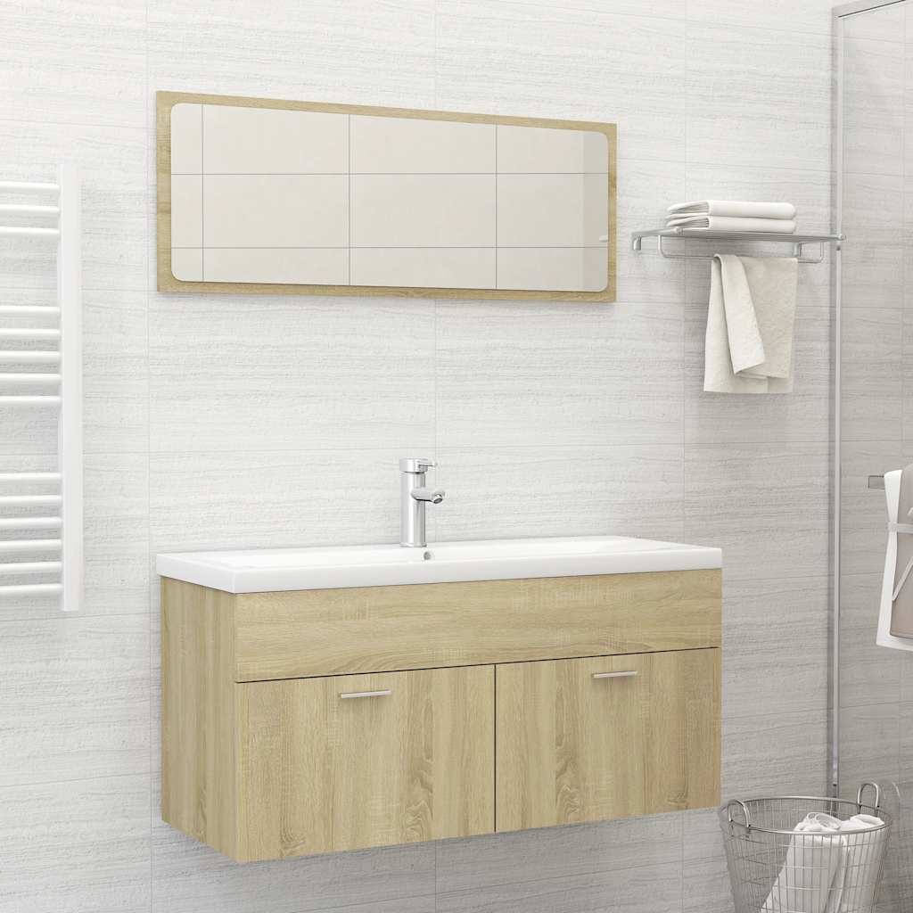 2 Piece Bathroom Furniture Set Engineered Wood