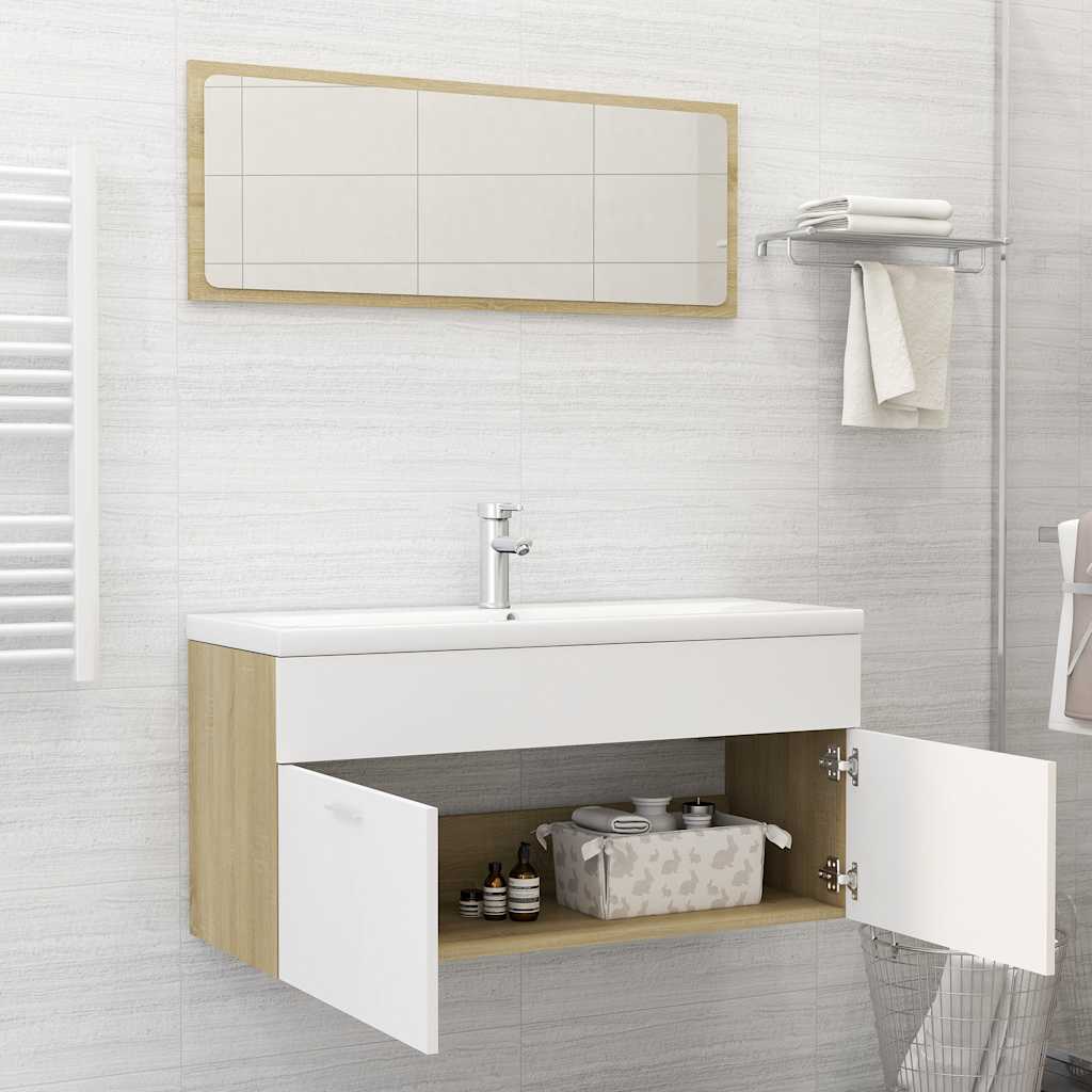 2 Piece Bathroom Furniture Set Engineered Wood