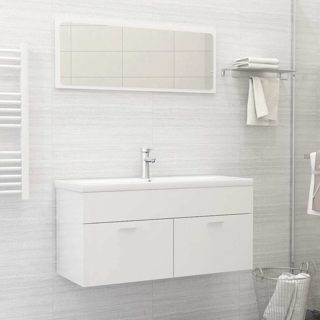 2 Piece Bathroom Furniture Set Engineered Wood
