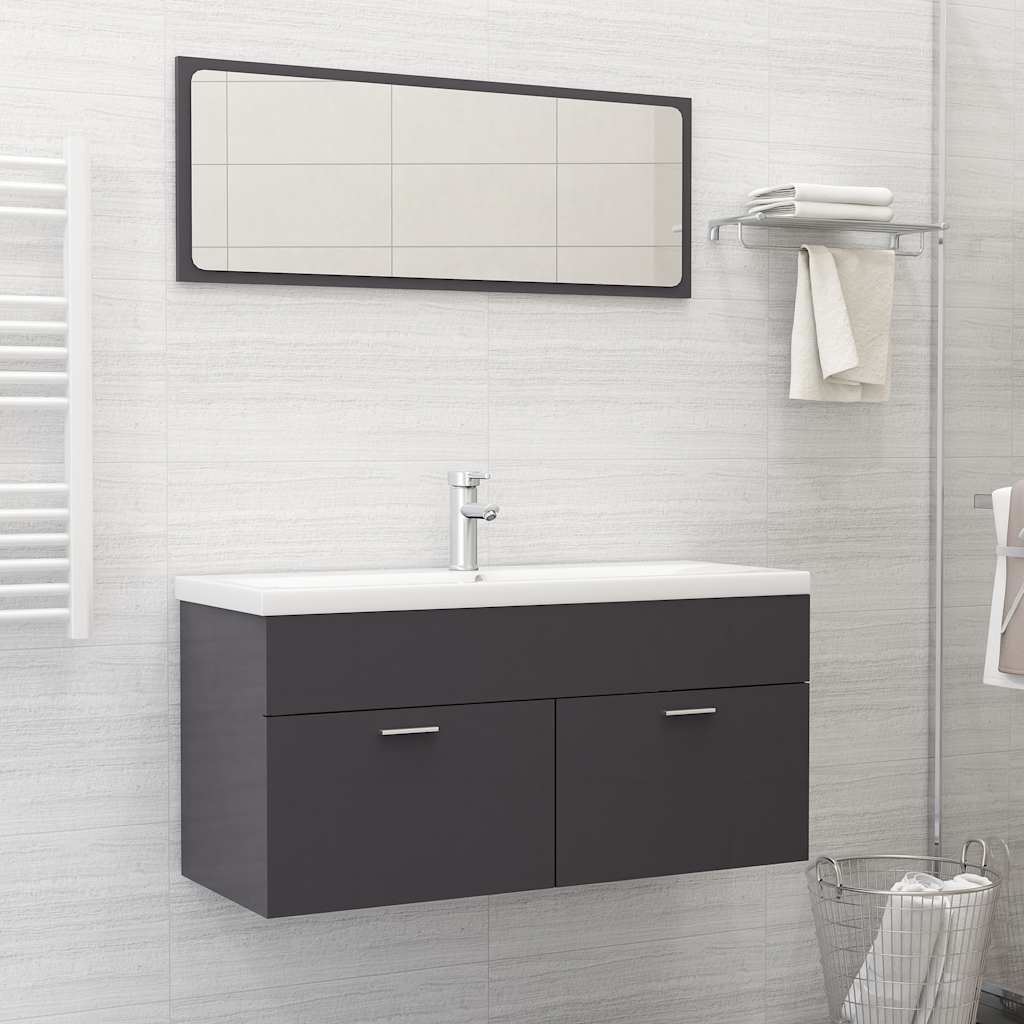 2 Piece Bathroom Furniture Set Engineered Wood