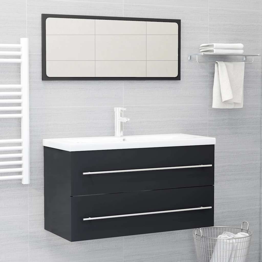 2 Piece Bathroom Furniture Set Engineered Wood