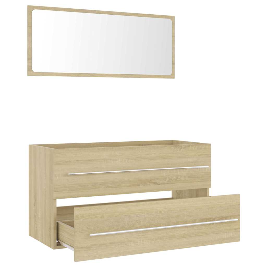 2 Piece Bathroom Furniture Set Engineered Wood