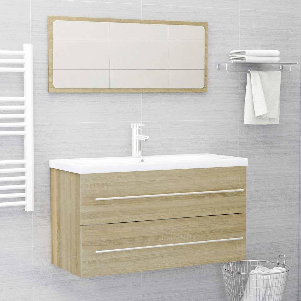 2 Piece Bathroom Furniture Set Engineered Wood