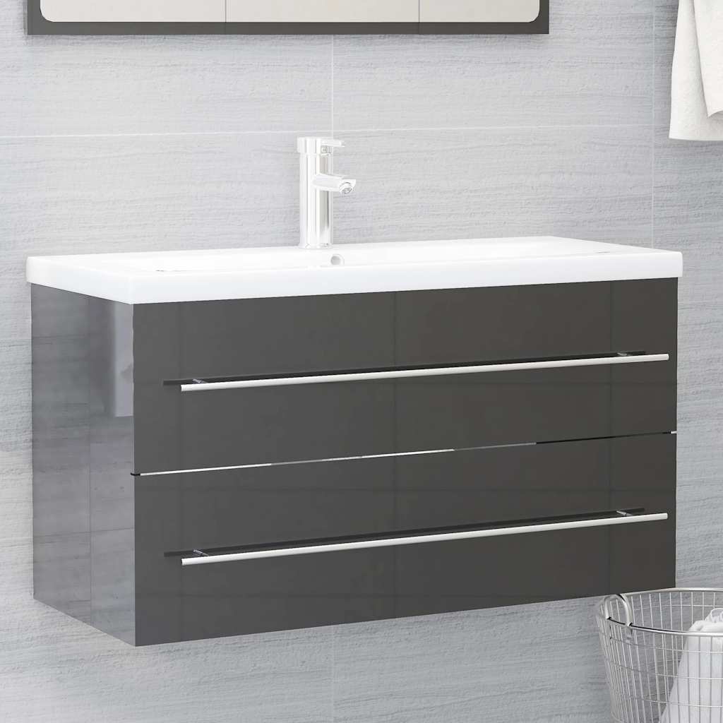 2 Piece Bathroom Furniture Set Engineered Wood