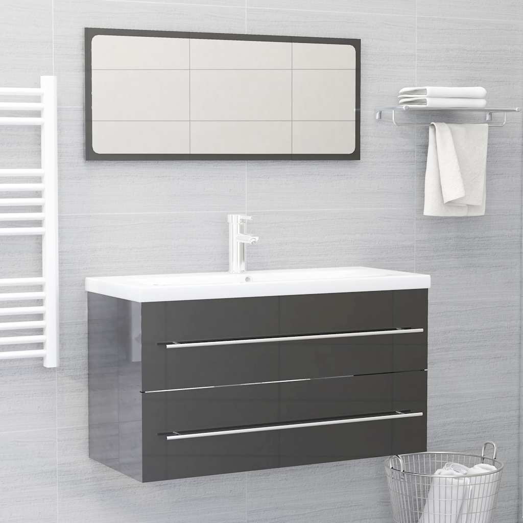 2 Piece Bathroom Furniture Set Engineered Wood