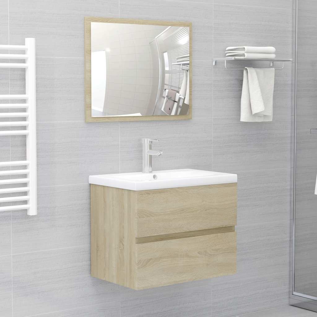 2 Piece Bathroom Furniture Set Engineered Wood