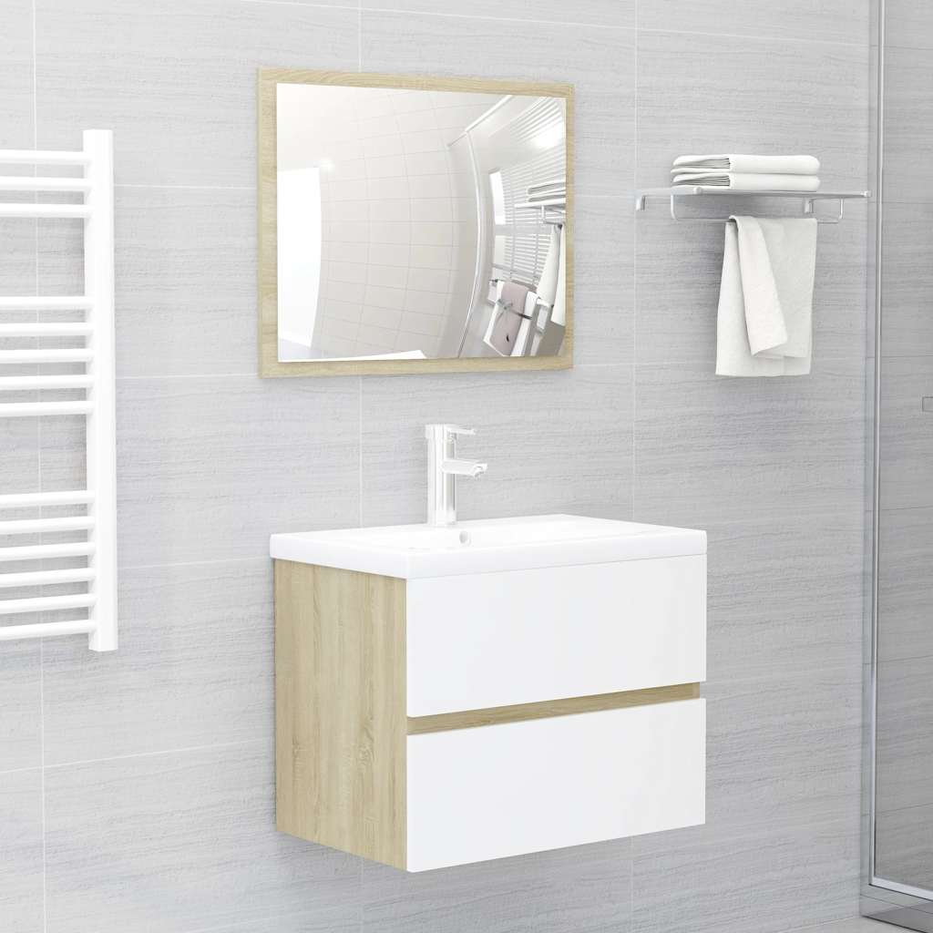2 Piece Bathroom Furniture Set Engineered Wood