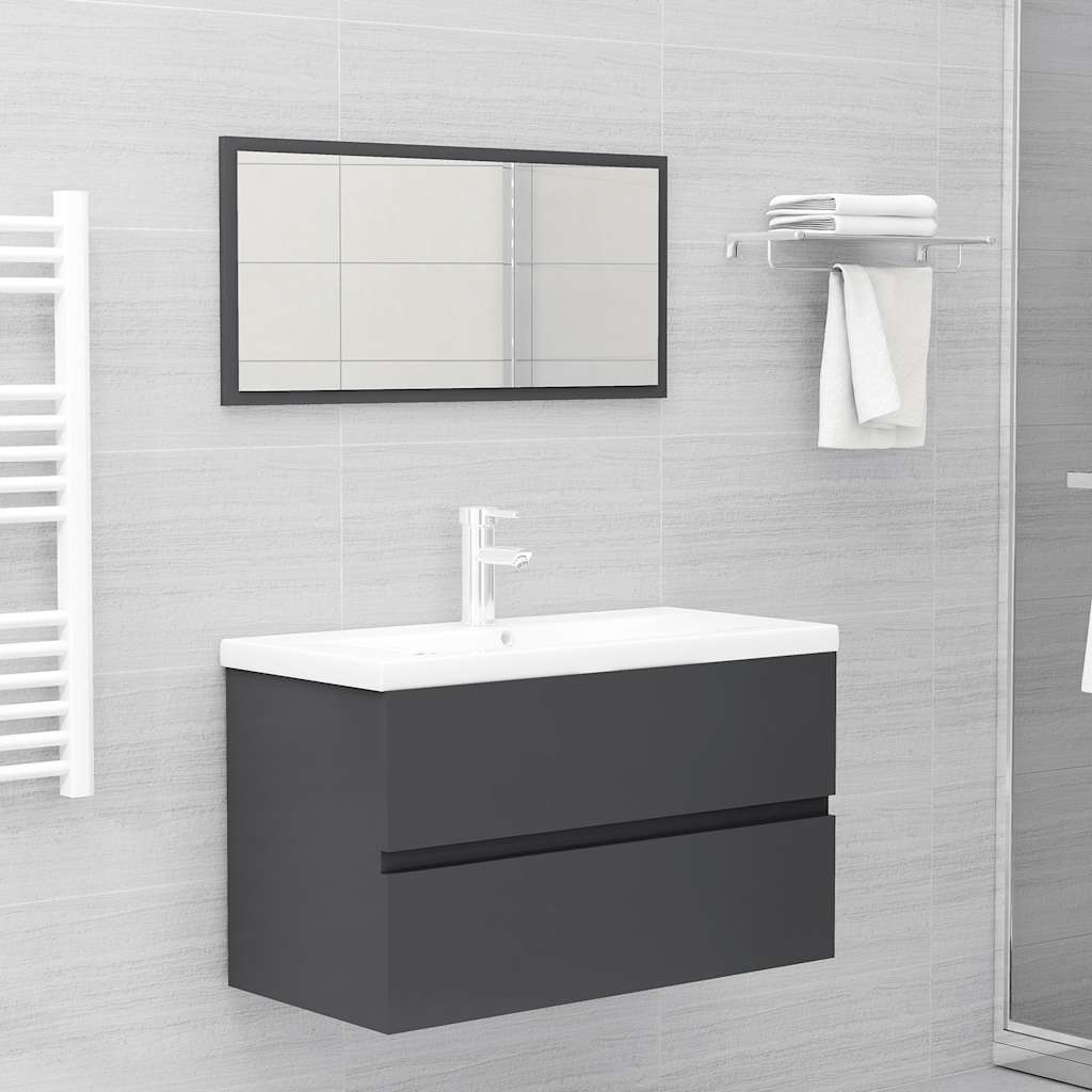 2 Piece Bathroom Furniture Set Engineered Wood