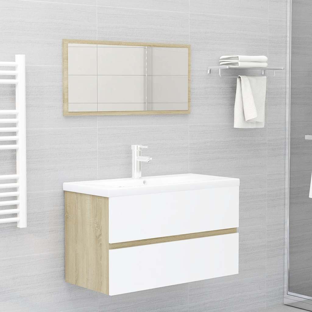 2 Piece Bathroom Furniture Set Engineered Wood