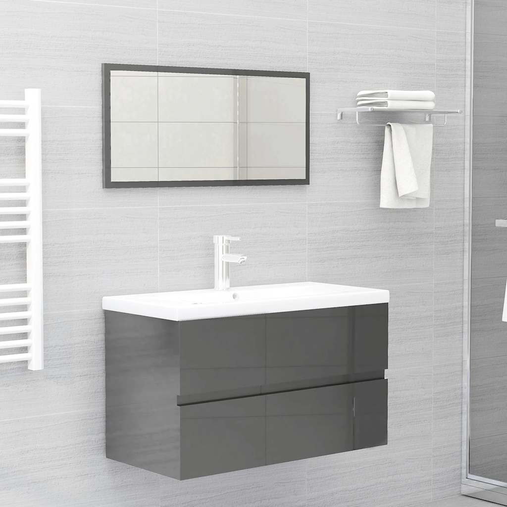 2 Piece Bathroom Furniture Set Engineered Wood