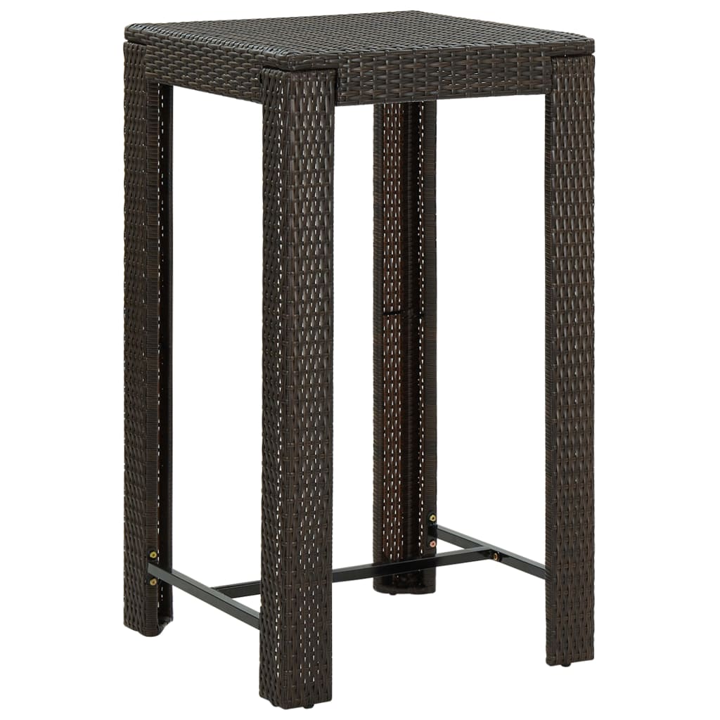 5 Piece Outdoor Bar Set With Armrest Poly Rattan Brown
