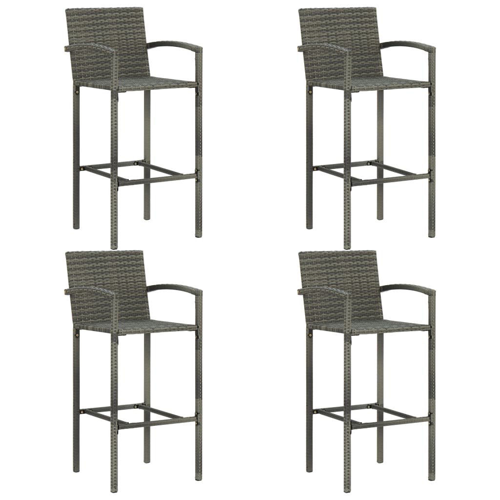 5 Piece Outdoor Bar Set With Armrest Poly Rattan Grey