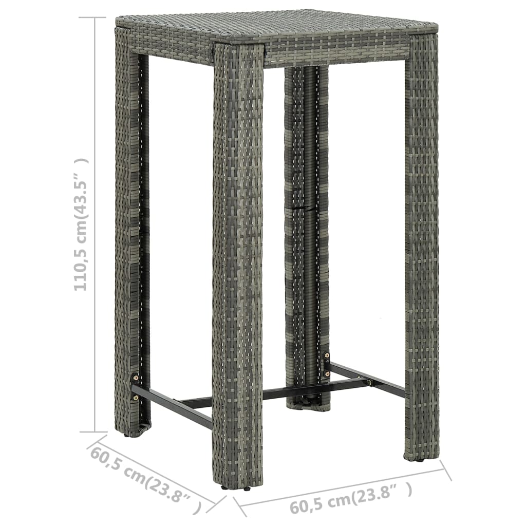 5 Piece Outdoor Bar Set With Armrest Poly Rattan Grey