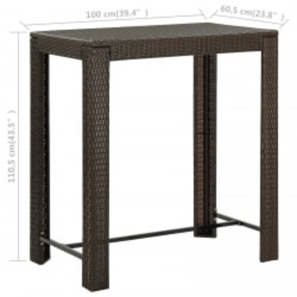 5 Piece Outdoor Bar Set With Armrest Poly Rattan Brown