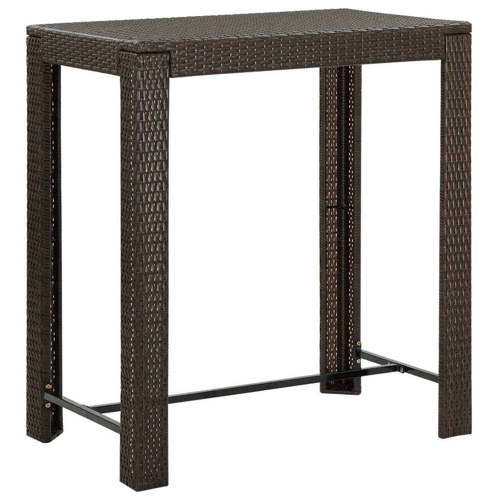 5 Piece Outdoor Bar Set With Armrest Poly Rattan Brown