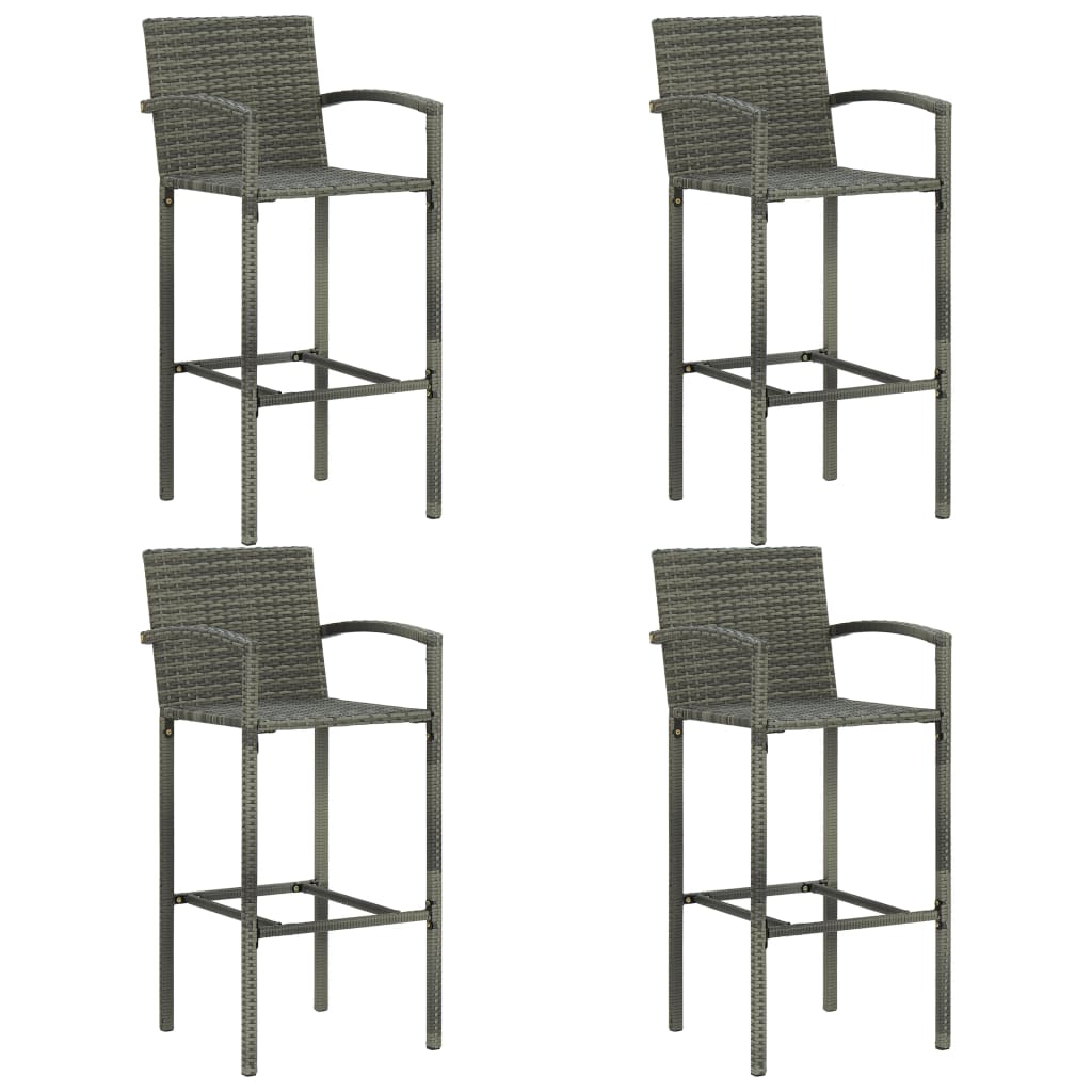 5 Piece Outdoor Bar Set With Armrest Poly Rattan Grey