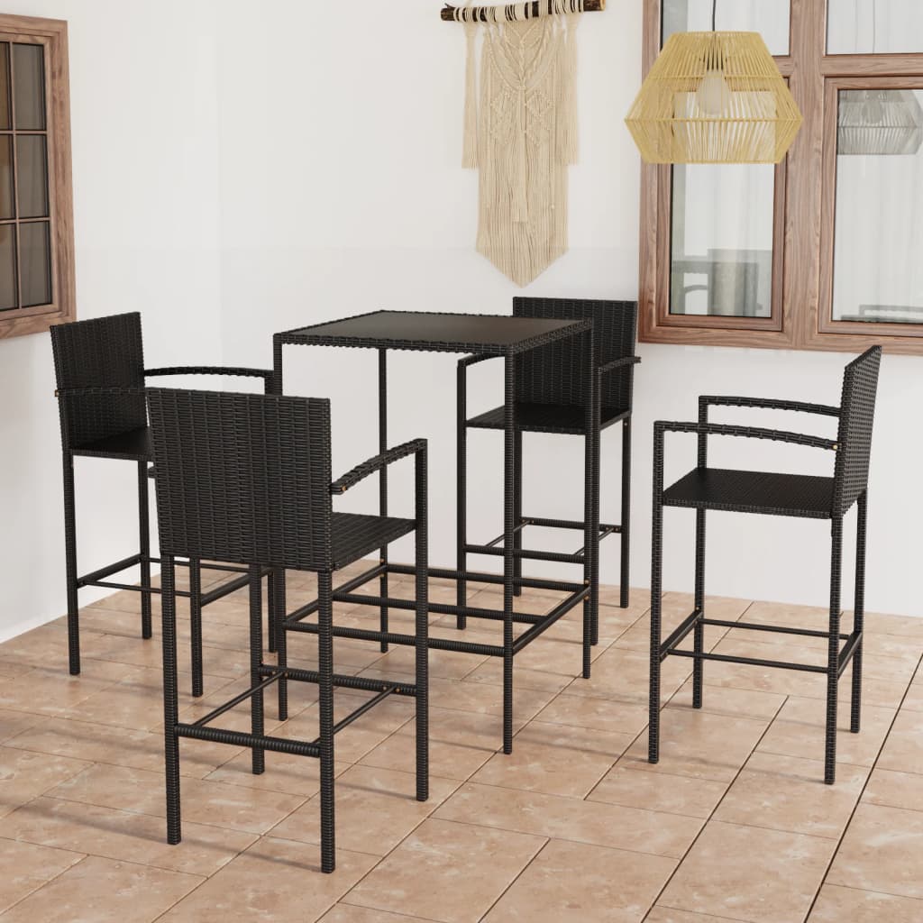 5 Piece Garden Bar Set Poly Rattan