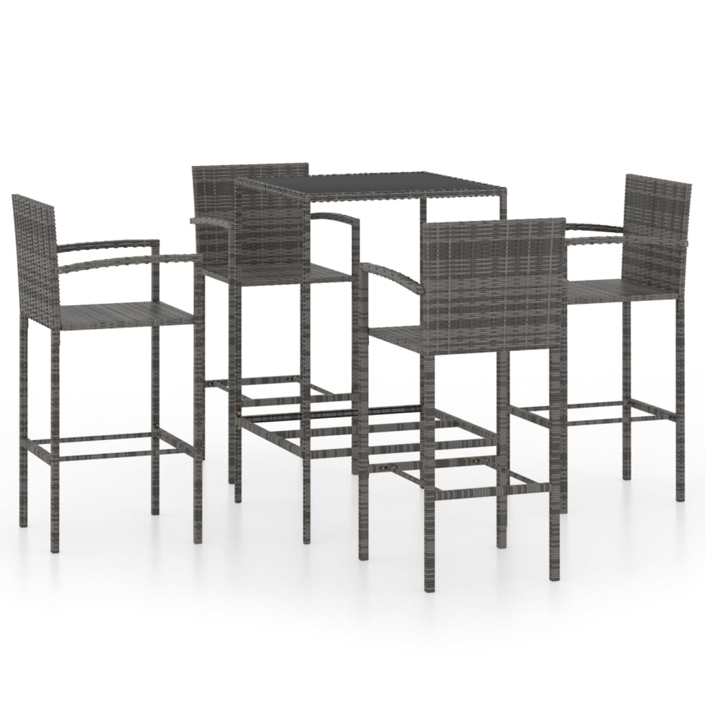 5 Piece Garden Bar Set Poly Rattan