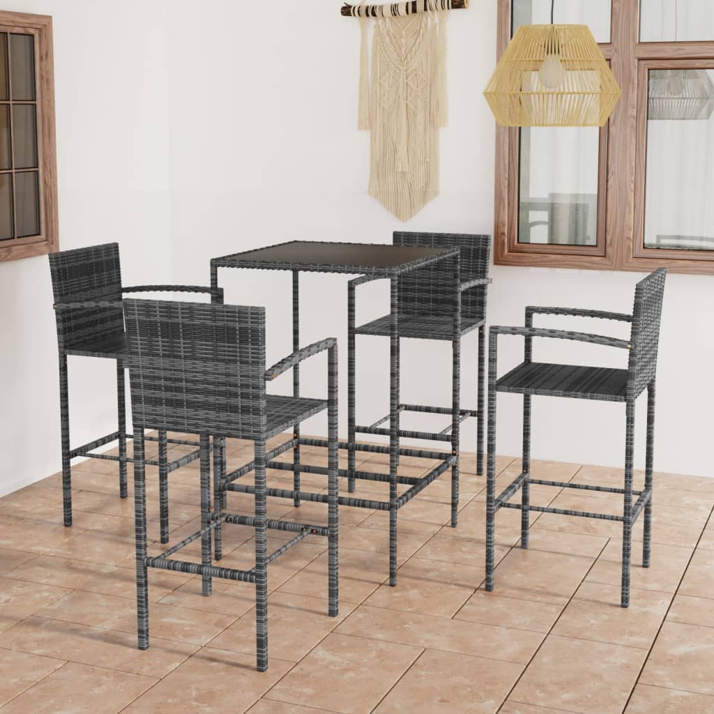 5 Piece Garden Bar Set Poly Rattan