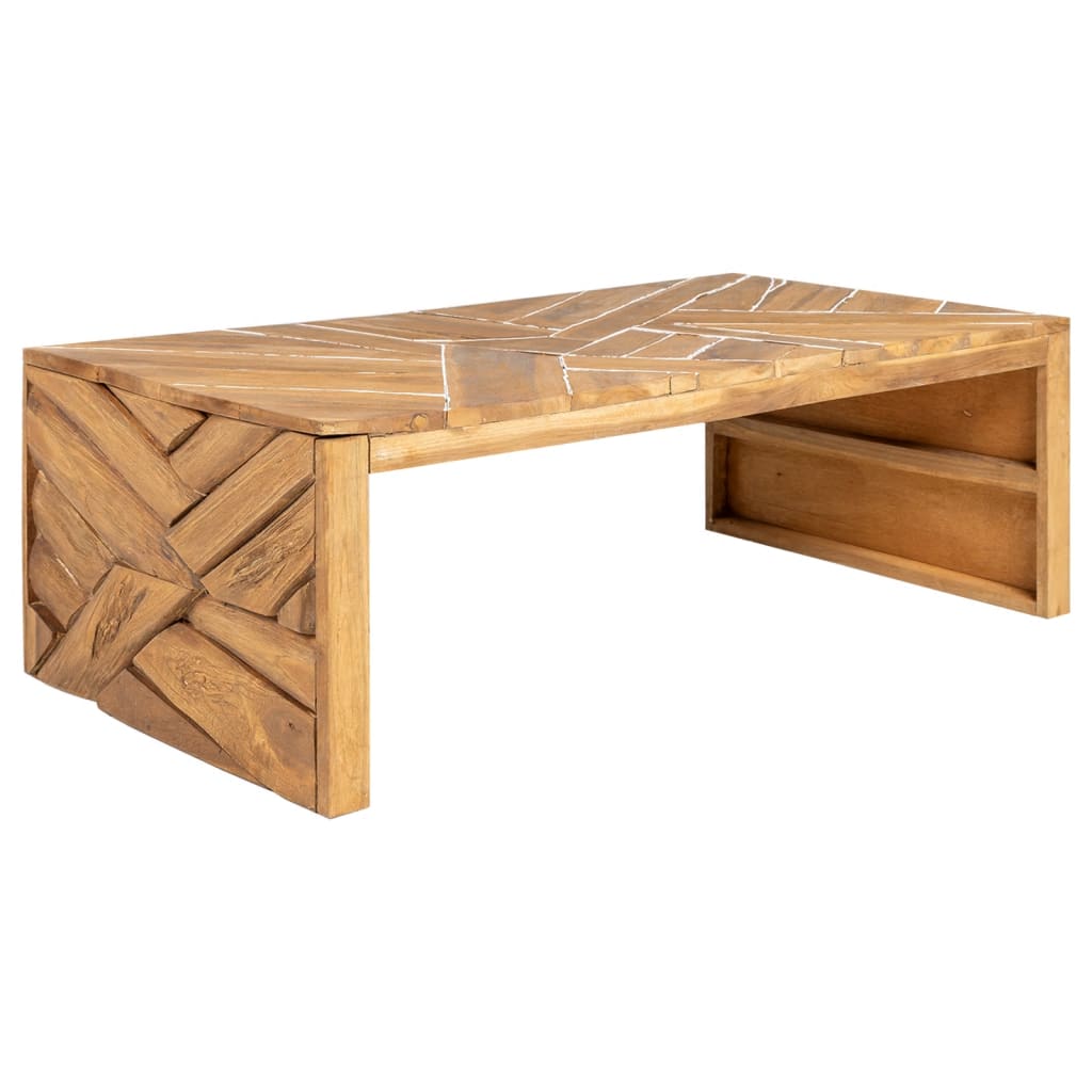 Coffee Table Erosion Solid Teak Wood 110X35X38 Cm