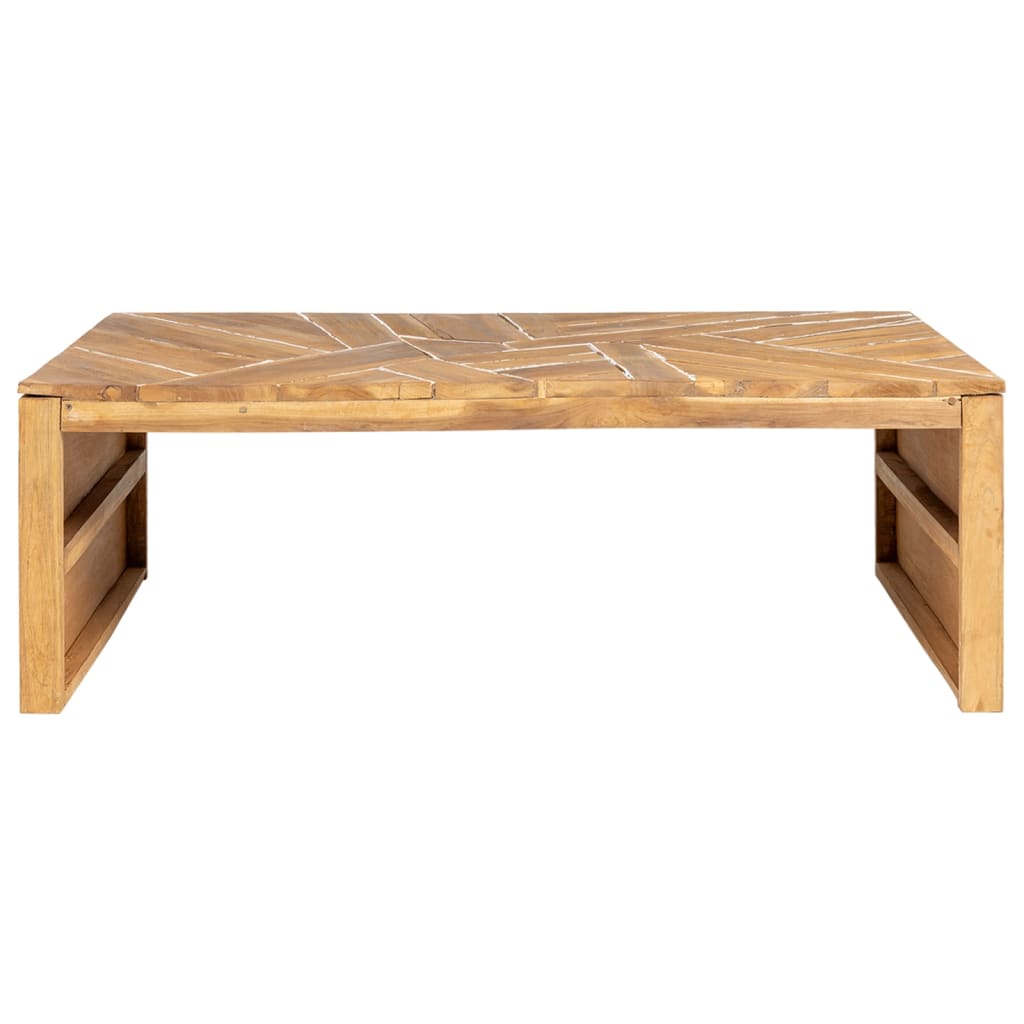 Coffee Table Erosion Solid Teak Wood 110X35X38 Cm