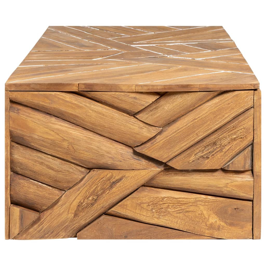 Coffee Table Erosion Solid Teak Wood 110X35X38 Cm