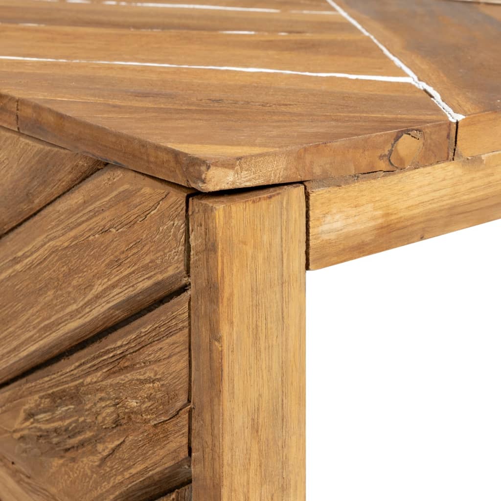 Coffee Table Erosion Solid Teak Wood 110X35X38 Cm