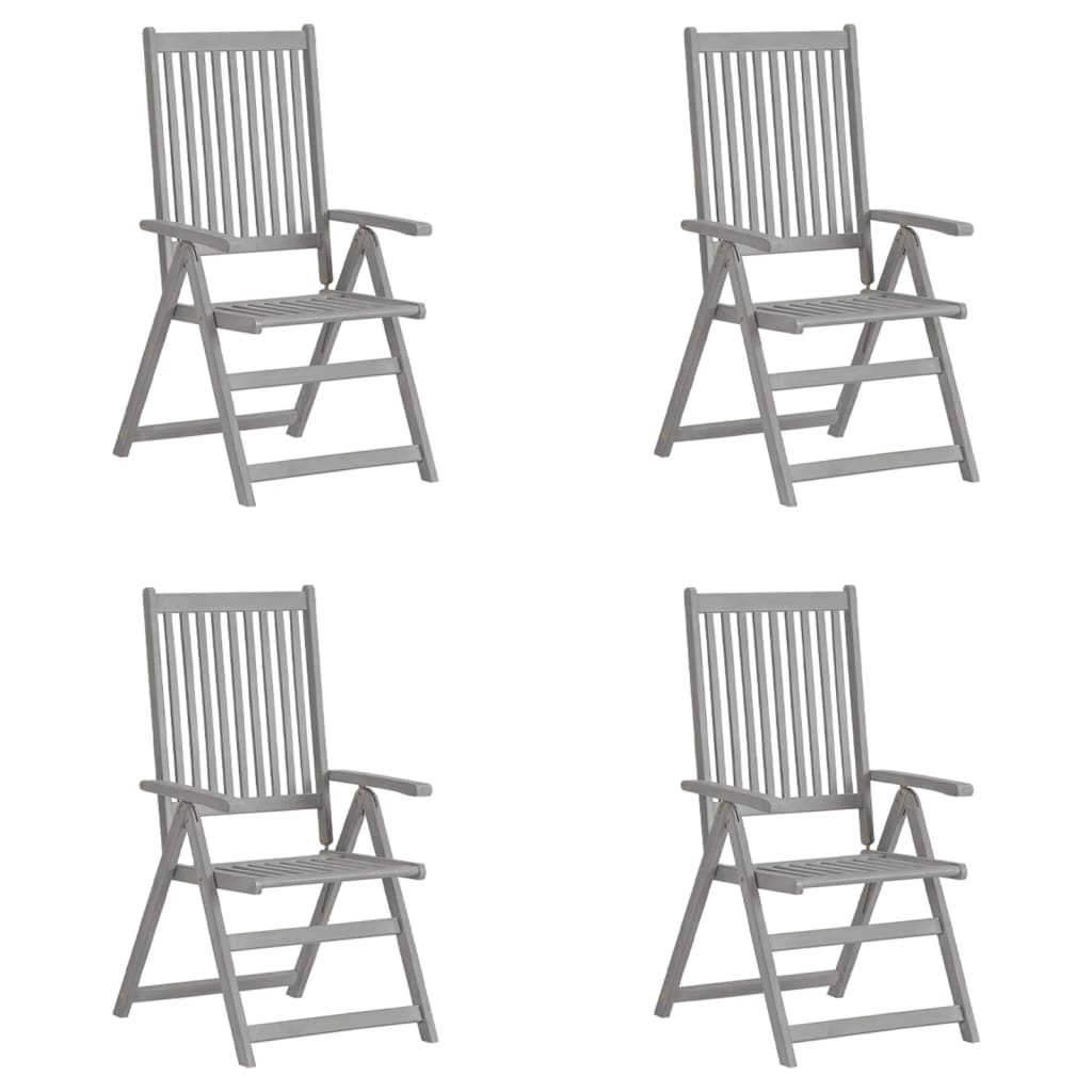 Garden Reclining Chairs 4 Pcs Grey Solid Acacia Wood