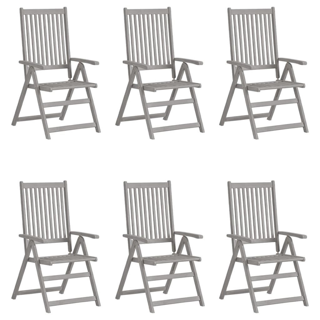 Garden Reclining Chairs 4 Pcs Grey Solid Acacia Wood