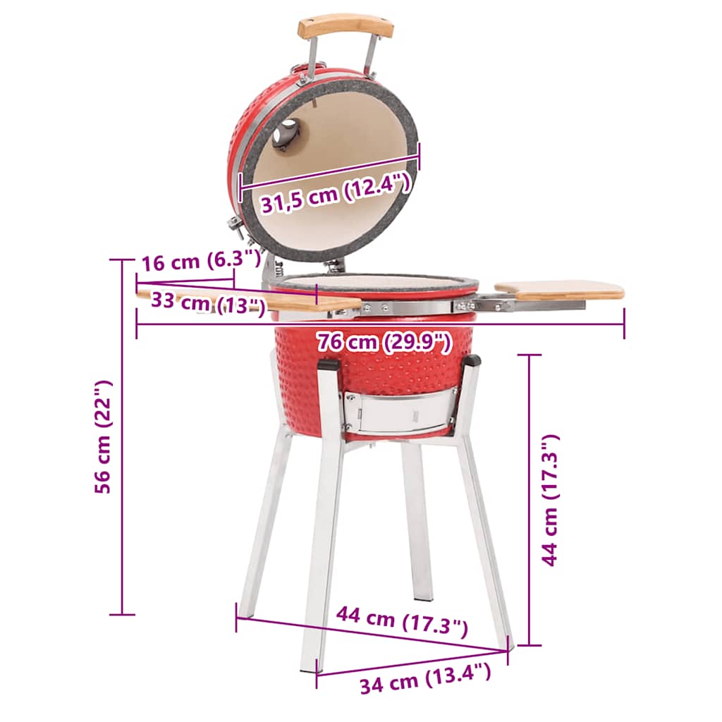 Kamado Barbecue Grill Smoker Ceramic 76 Cm