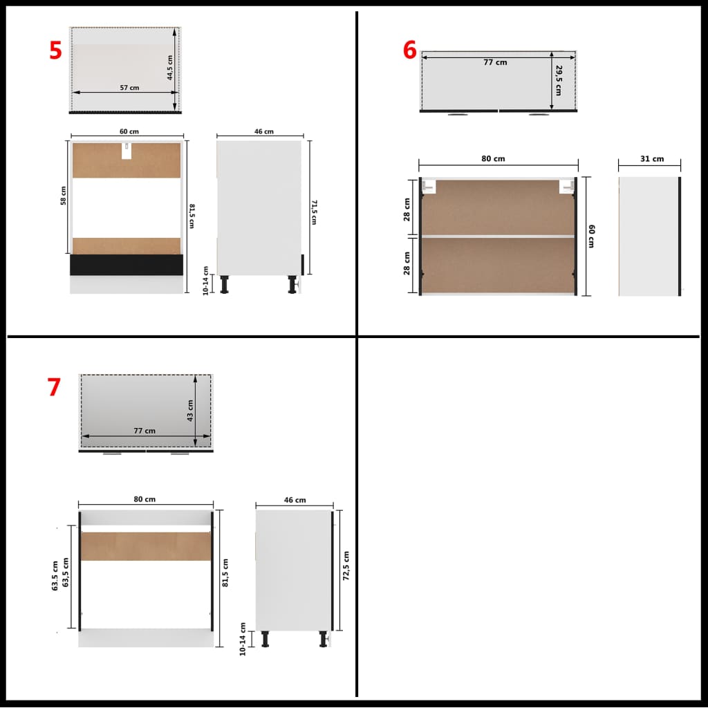 7 Piece Kitchen Cabinet Set Lyon Engineered Wood