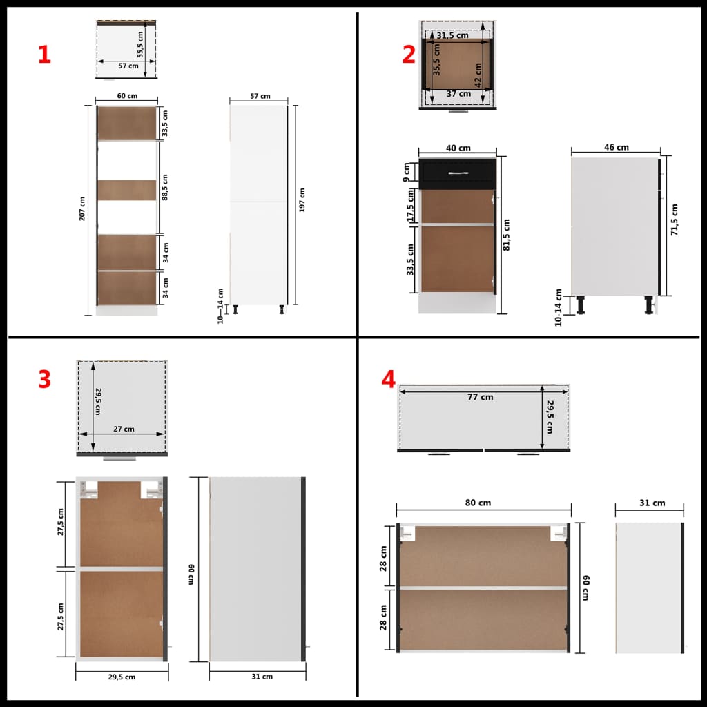8 Piece Kitchen Cabinet Set Engineered Wood