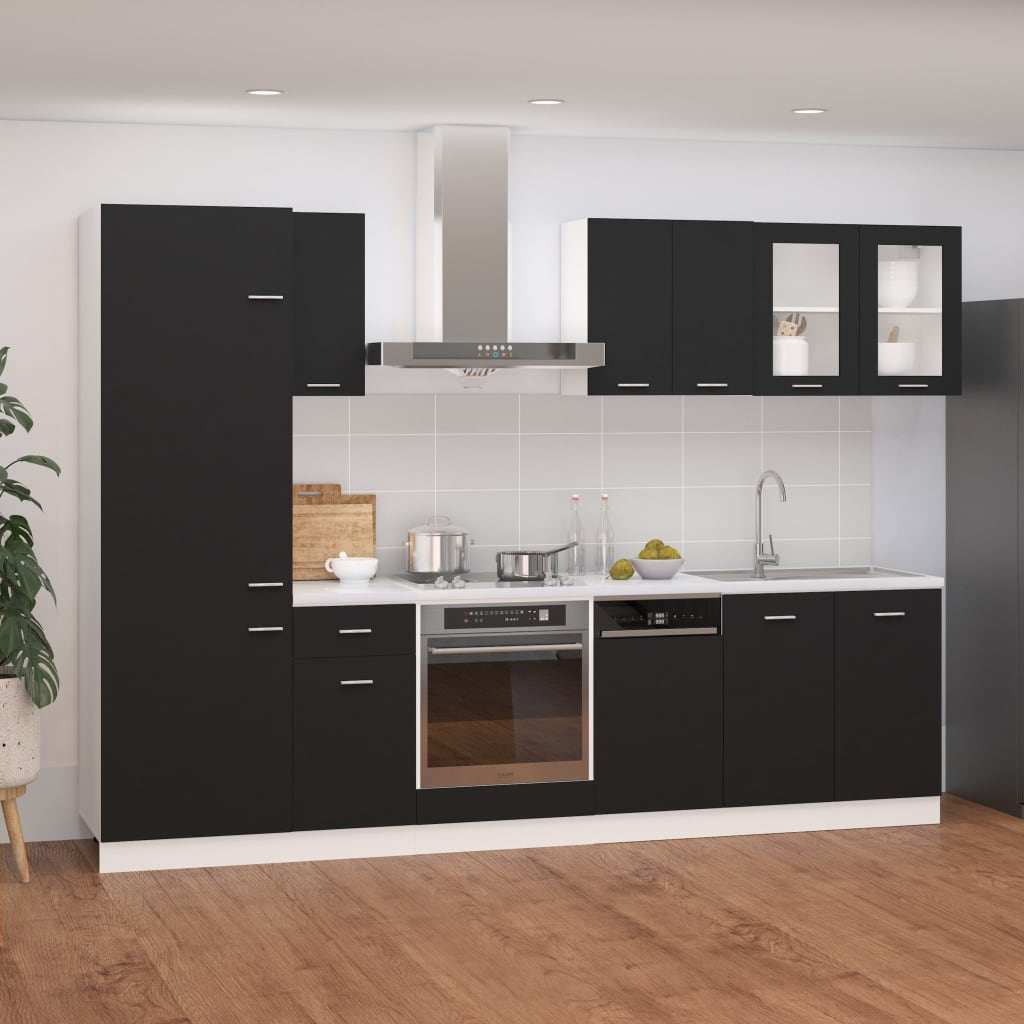 8 Piece Kitchen Cabinet Set Engineered Wood