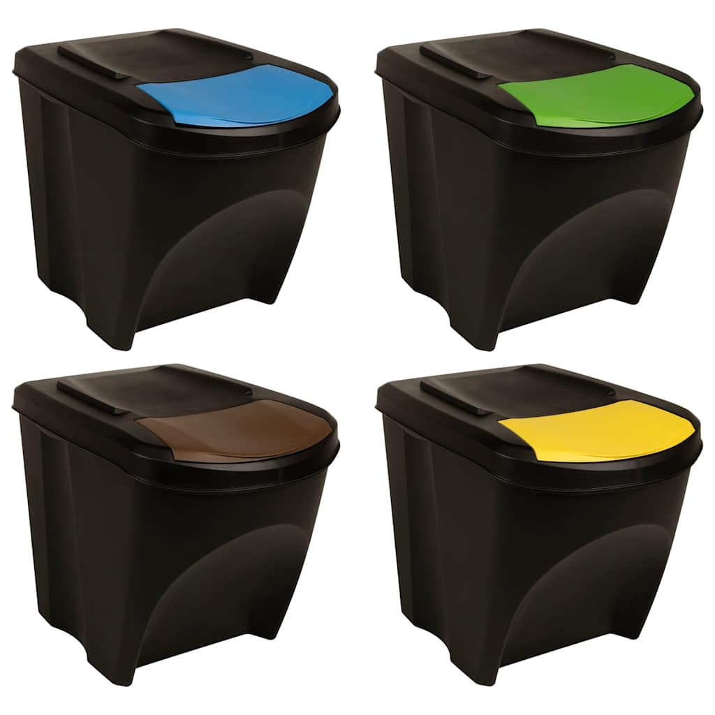 Stackable Garbage Bin Boxes 3 Pcs 75 L Polypropylene