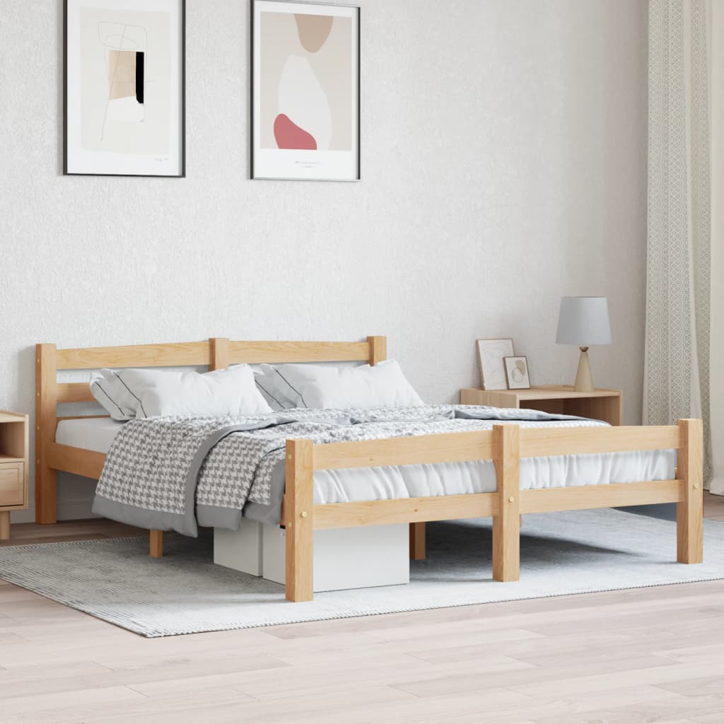 Bed Frame Without Mattress Solid Pinewood Super King