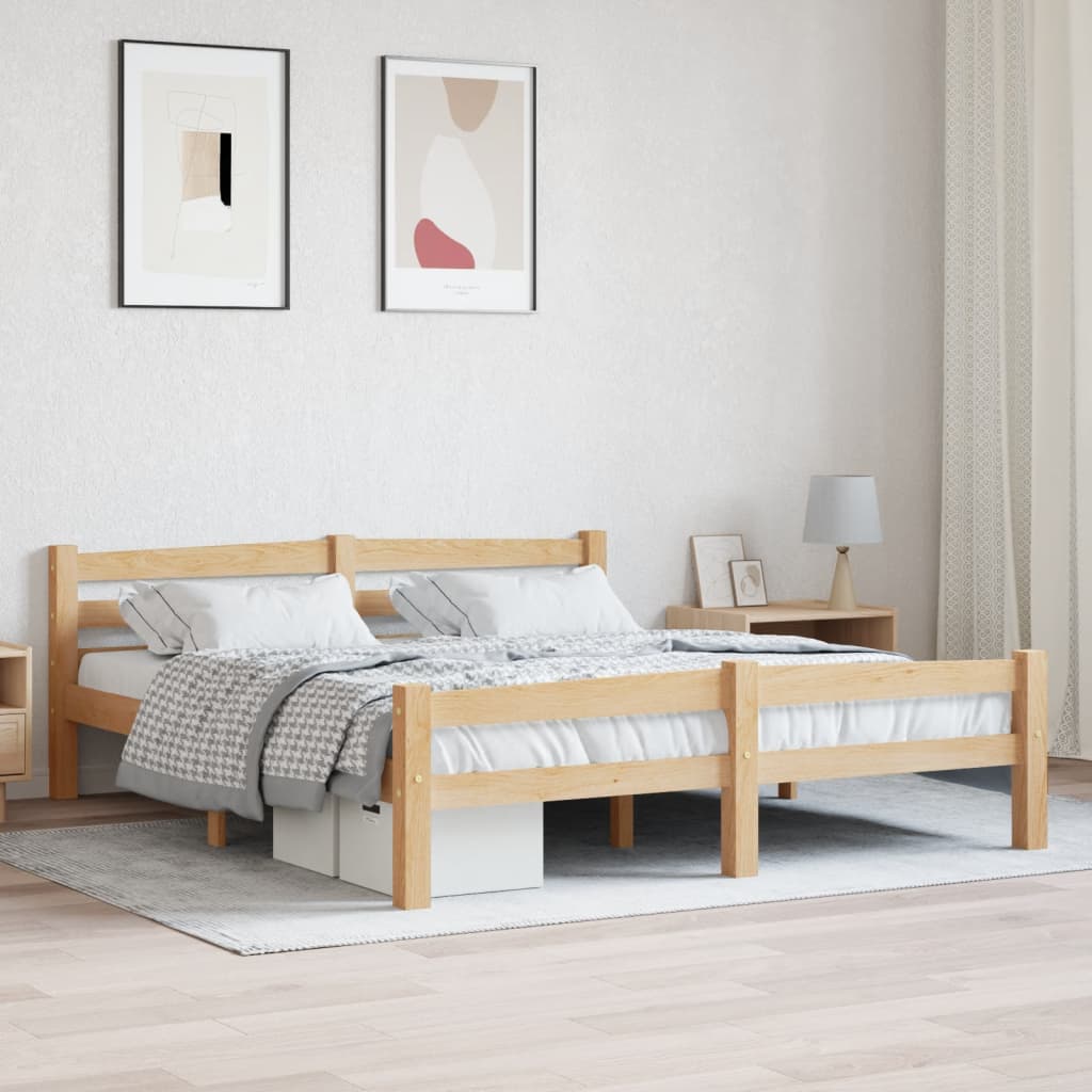 Bed Frame Without Mattress Solid Pinewood Super King