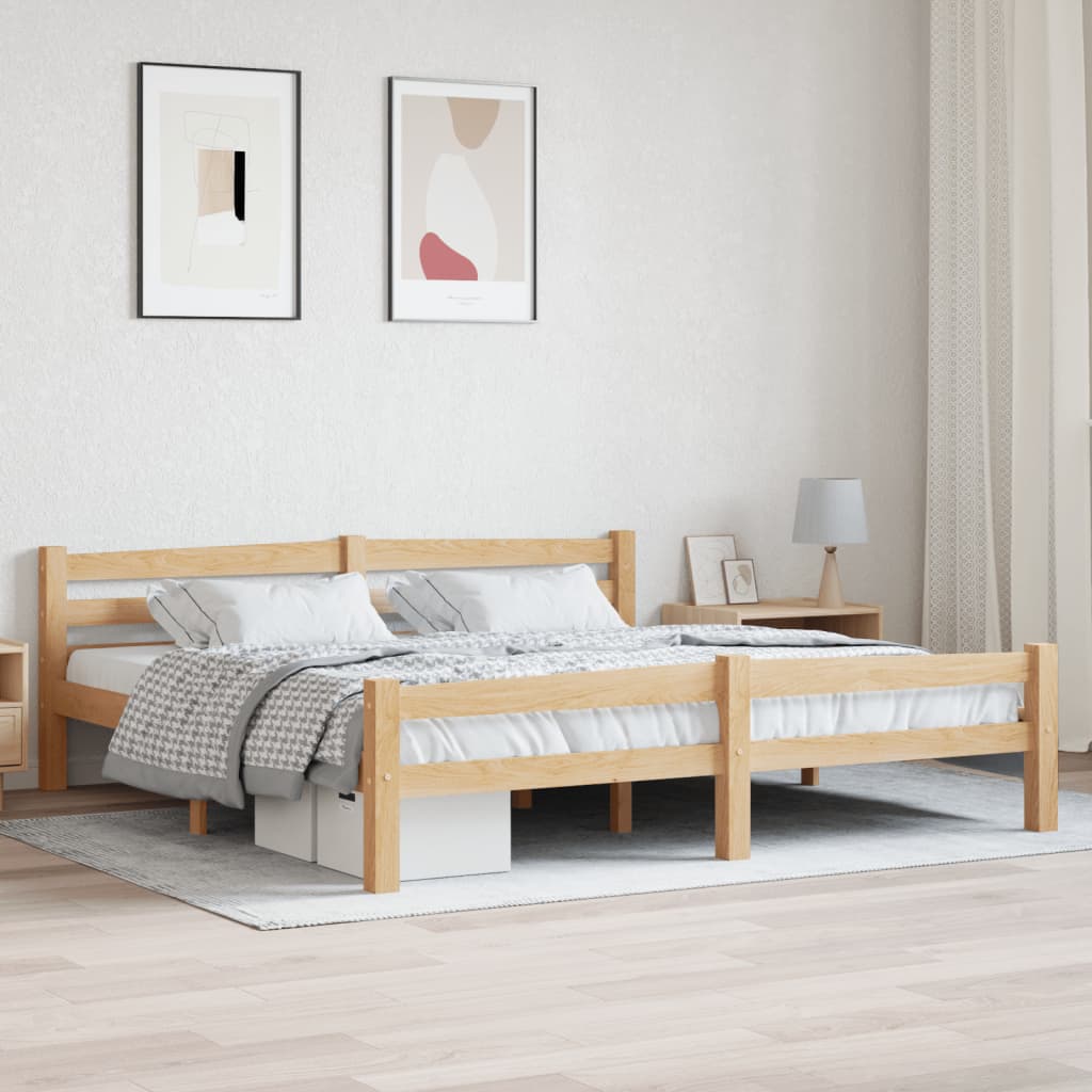 Bed Frame Without Mattress Solid Pinewood Super King