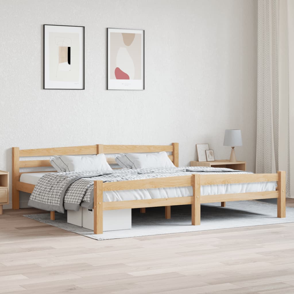 Bed Frame Without Mattress Solid Pinewood Super King