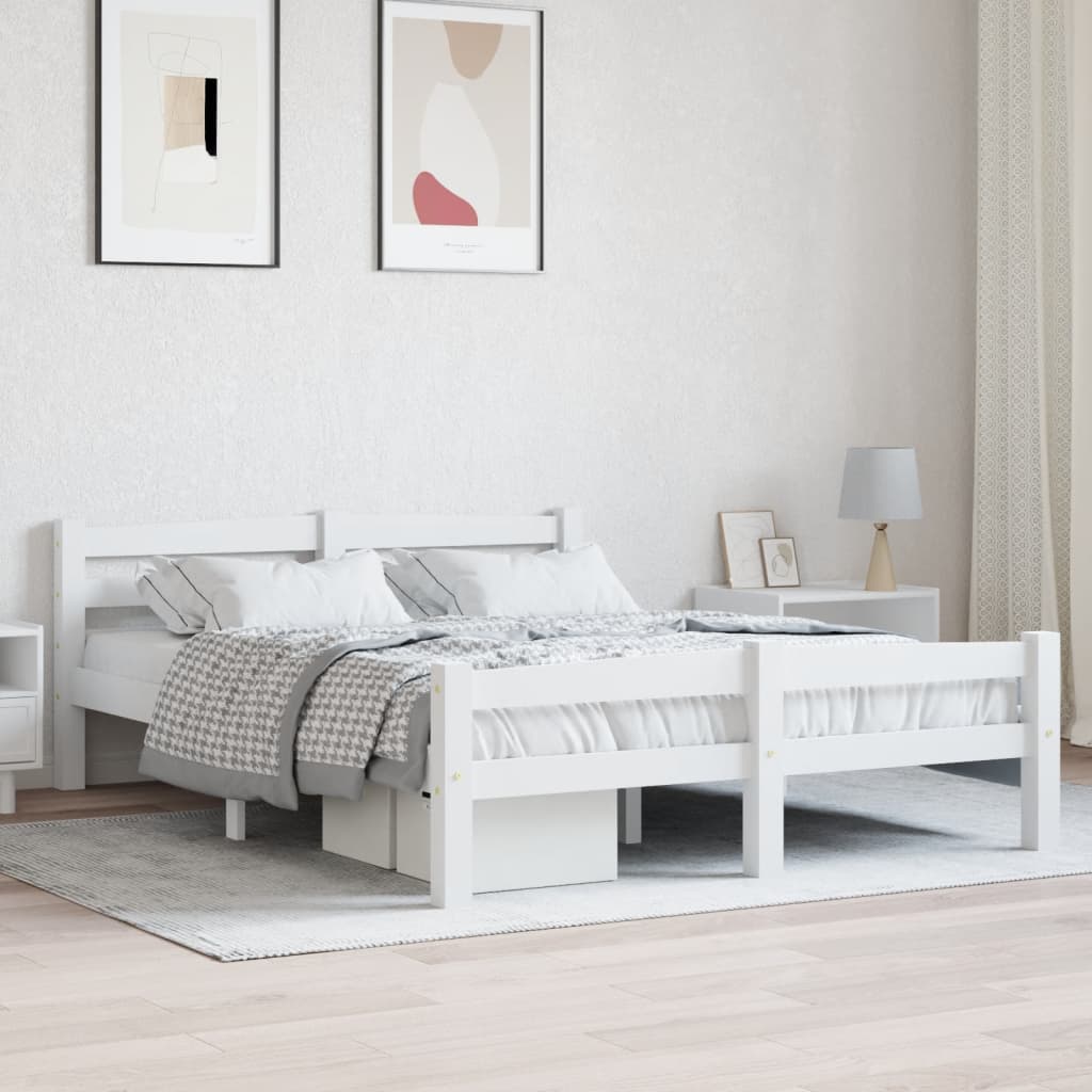 Bed Frame Without Mattress Solid Pinewood Super King