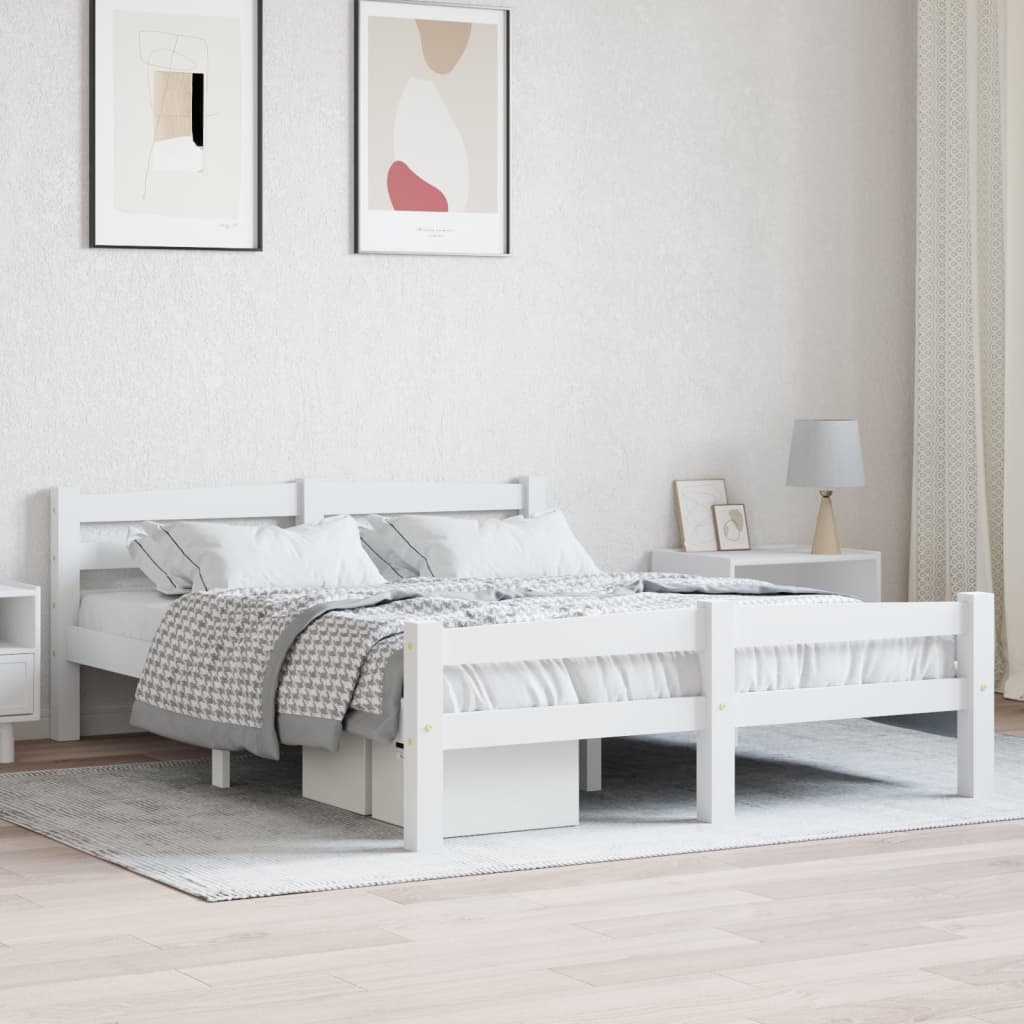 Bed Frame Without Mattress Solid Pinewood Super King