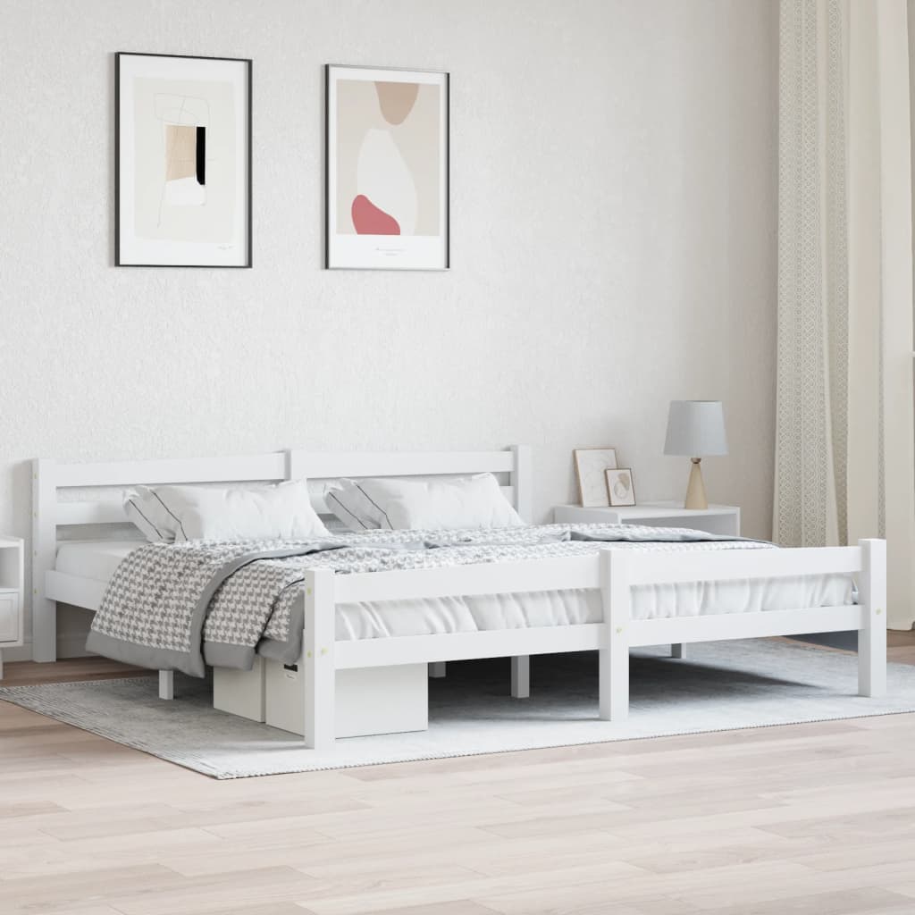 Bed Frame Without Mattress Solid Pinewood Super King