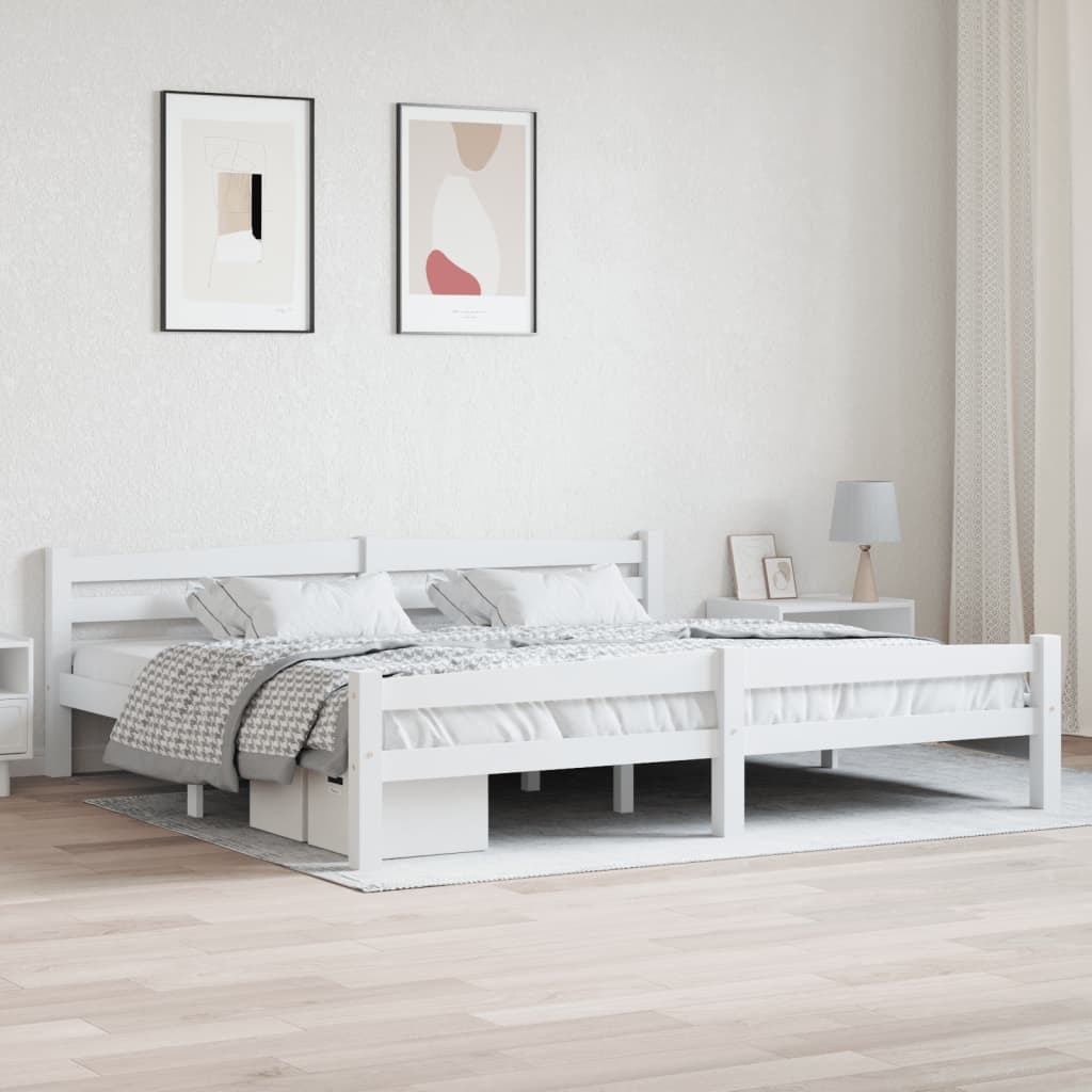 Bed Frame Without Mattress Solid Pinewood Super King
