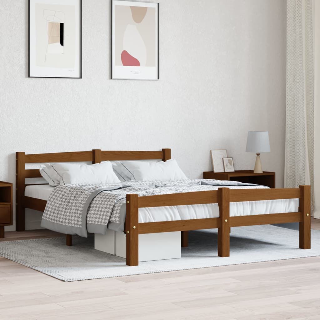 Bed Frame Without Mattress Solid Pinewood Super King