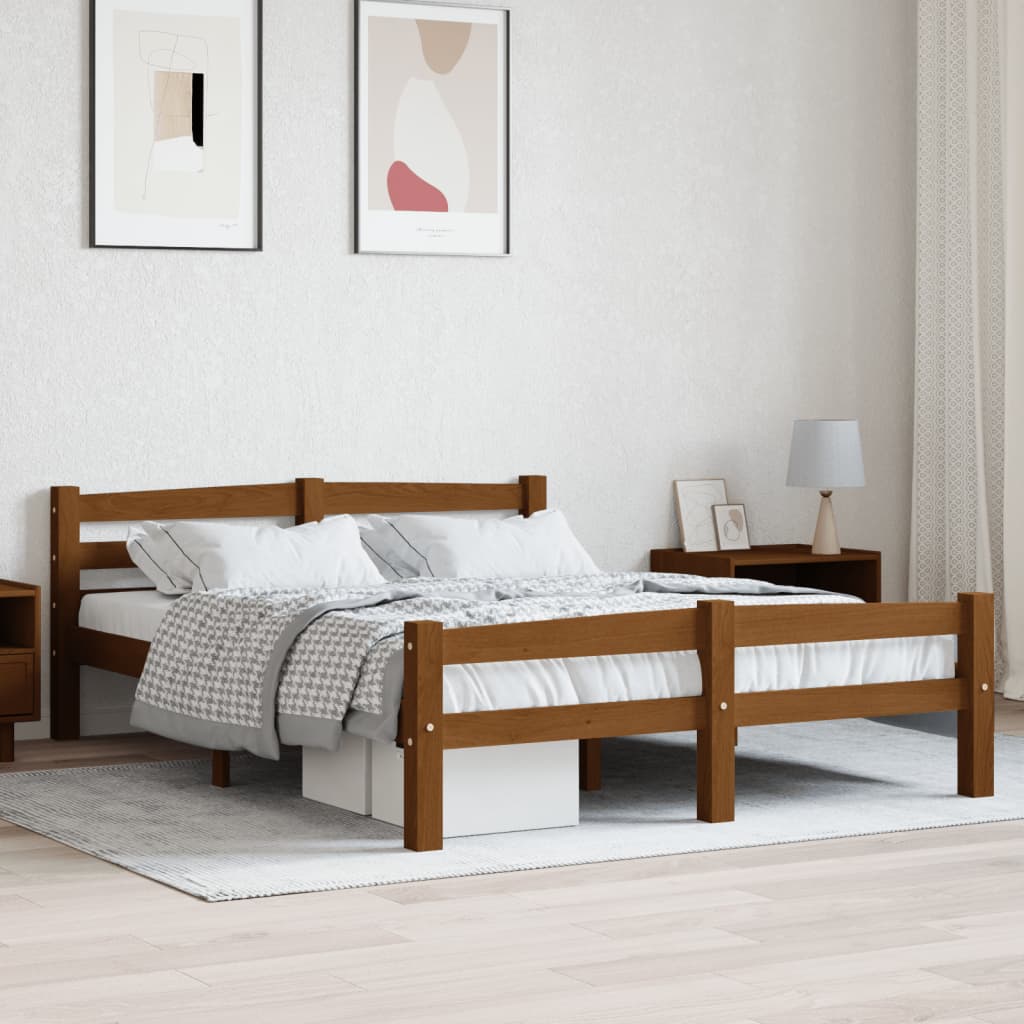 Bed Frame Without Mattress Solid Pinewood Super King
