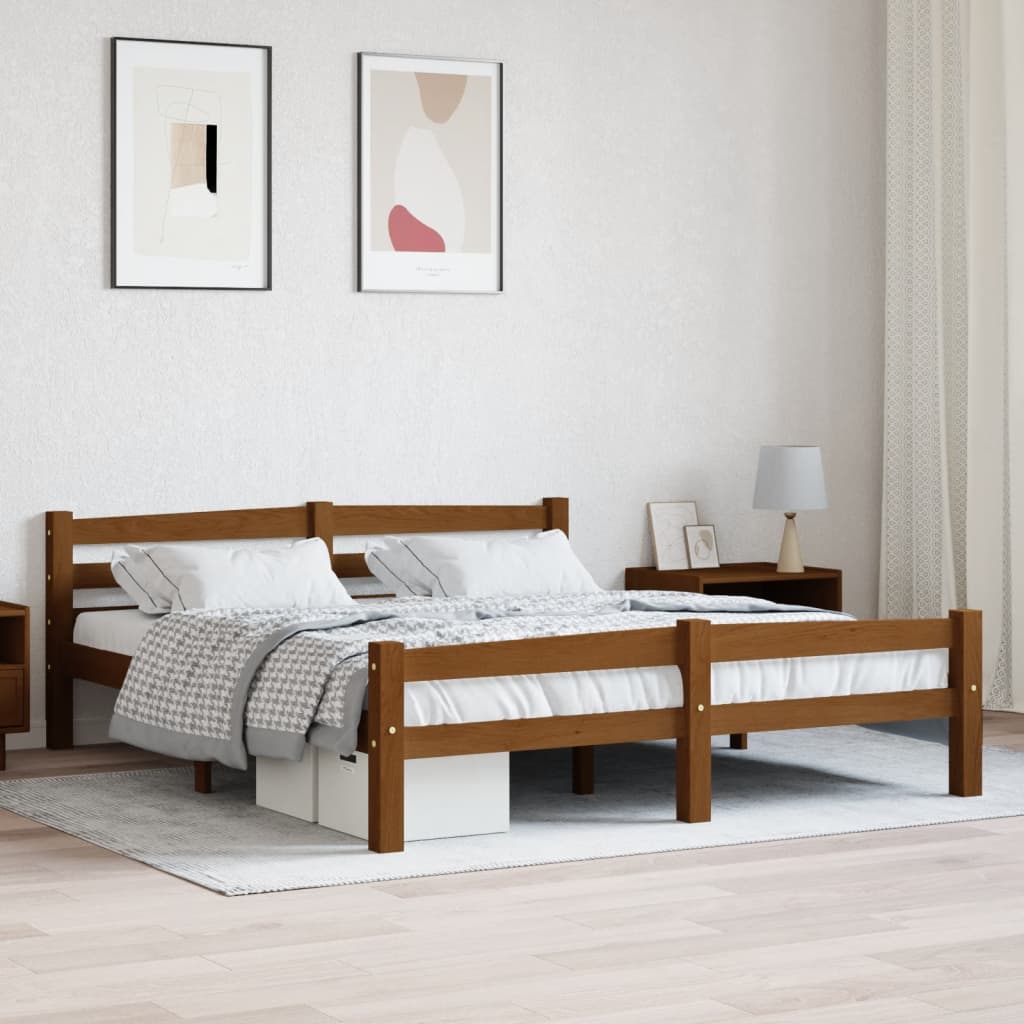Bed Frame Without Mattress Solid Pinewood Super King