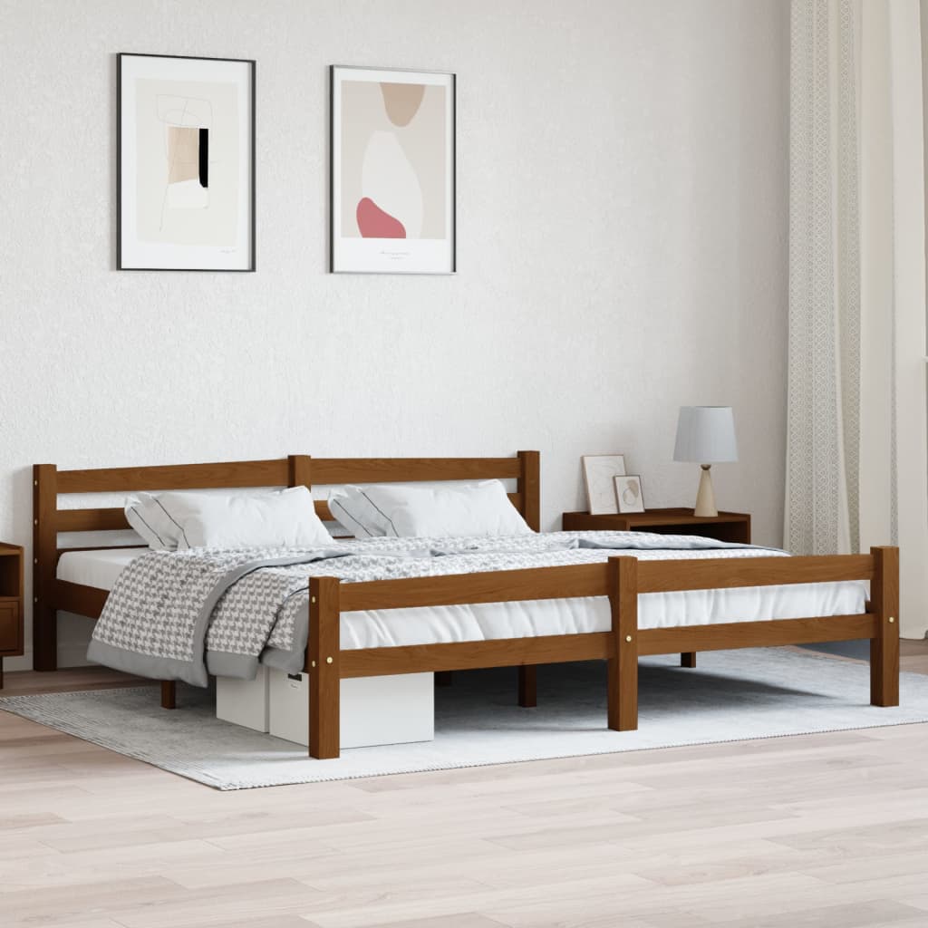 Bed Frame Without Mattress Solid Pinewood Super King