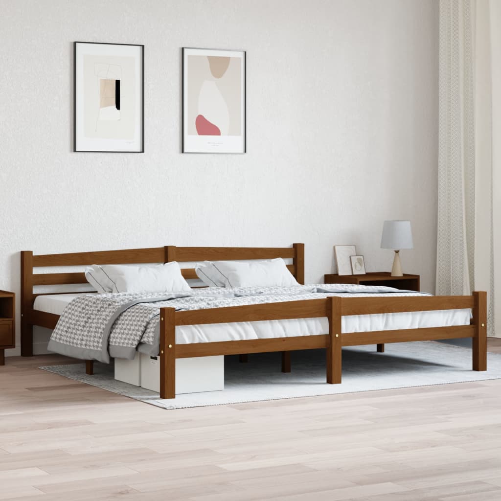 Bed Frame Without Mattress Solid Pinewood Super King
