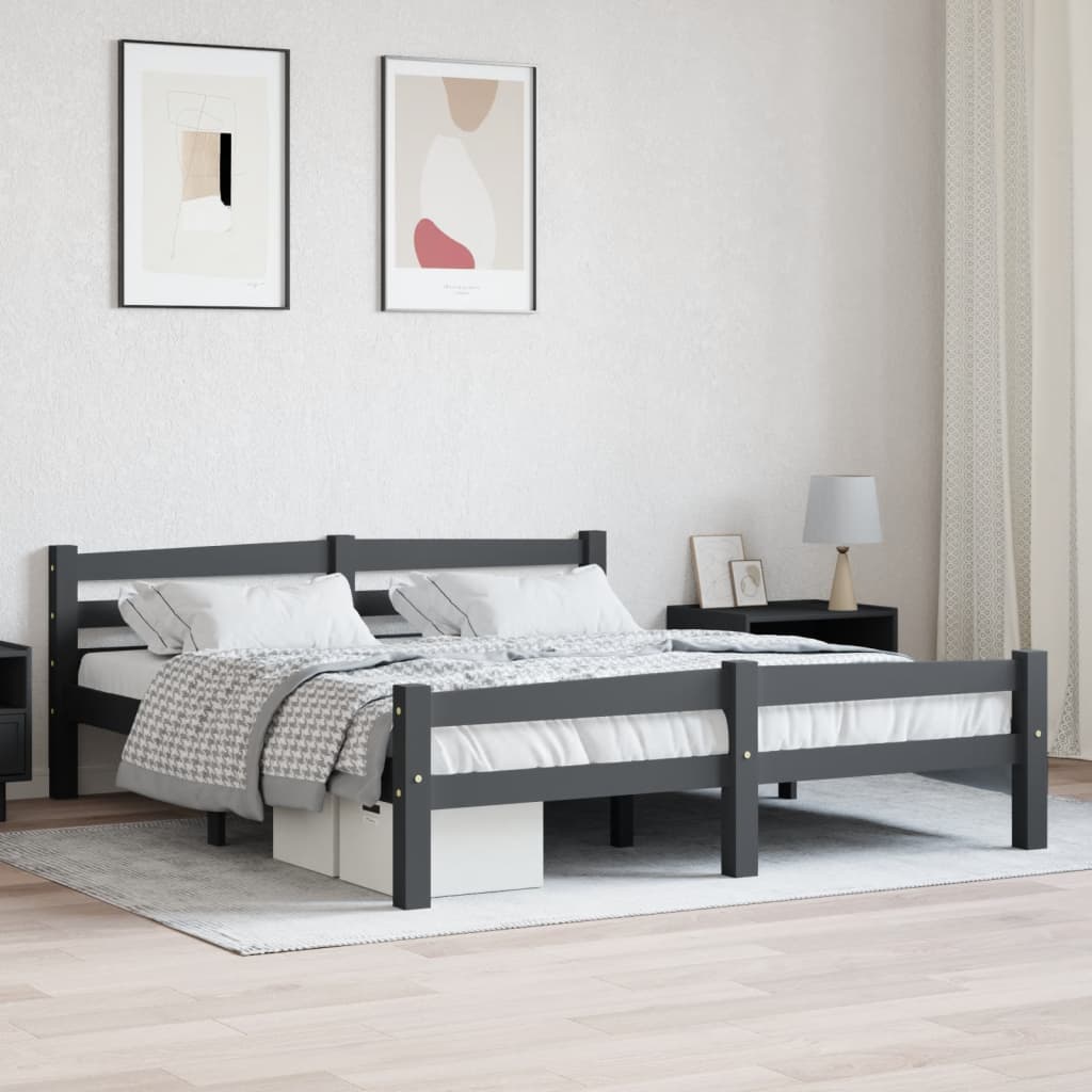 Bed Frame Without Mattress Solid Pinewood Super King